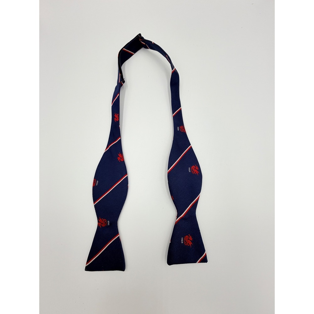 Navy Blue Striped Bow Tie Red Dragon 1909 Heritage Silk Blend Self-Tie Adjustabl